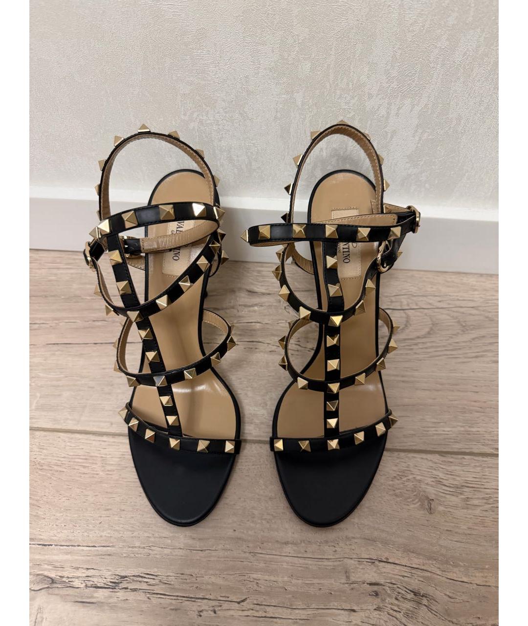 VALENTINO Черные кожаные босоножки, фото 3
