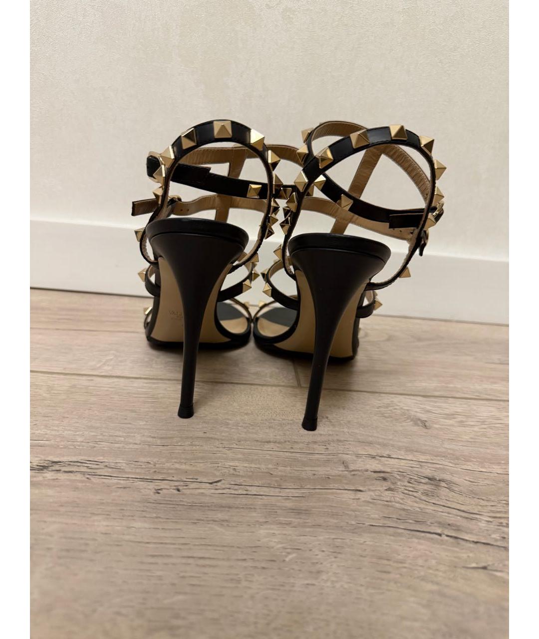 VALENTINO Черные кожаные босоножки, фото 5