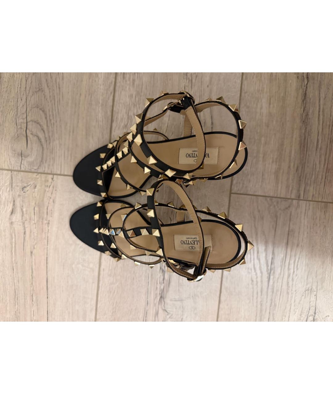 VALENTINO Черные кожаные босоножки, фото 4