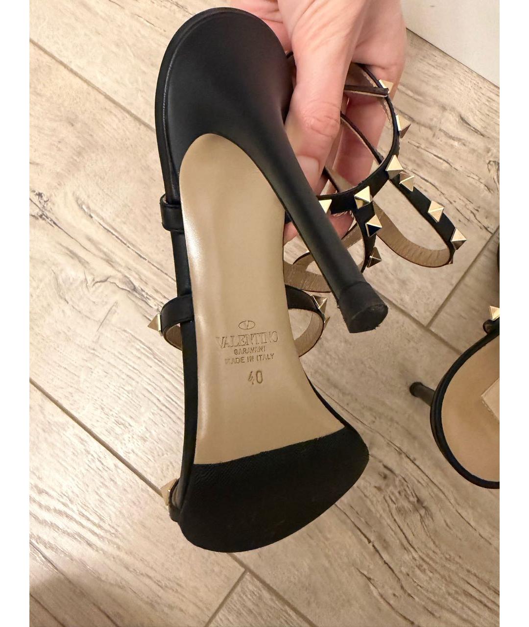 VALENTINO Черные кожаные босоножки, фото 7