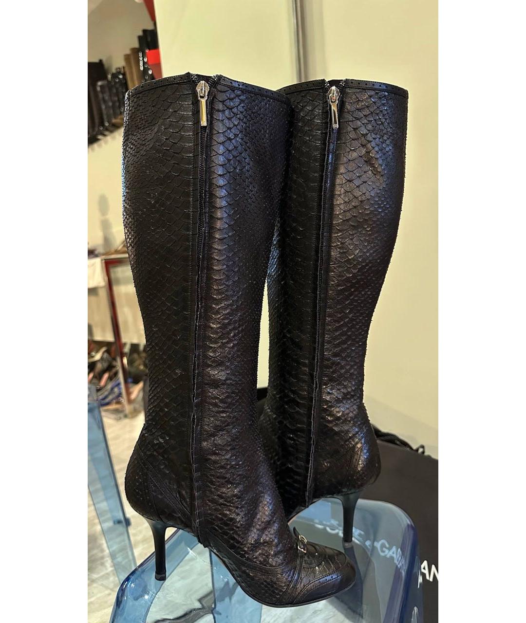 CHRISTIAN DIOR Черные сапоги из кожи питона, фото 6