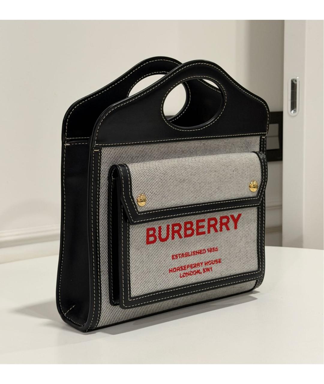BURBERRY Серая сумка тоут из канвы, фото 2