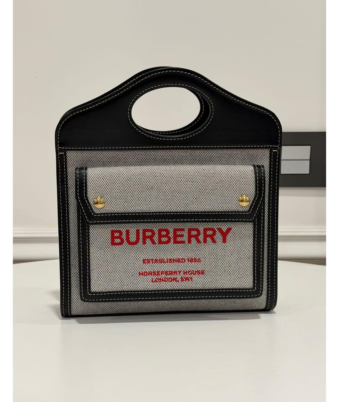 BURBERRY Серая сумка тоут из канвы, фото 7