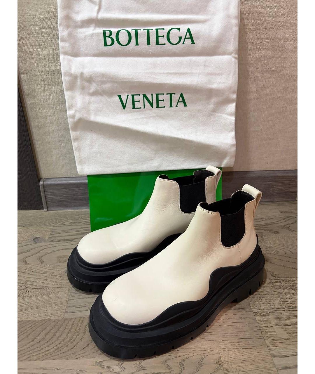 BOTTEGA VENETA Белые кожаные полусапоги, фото 6