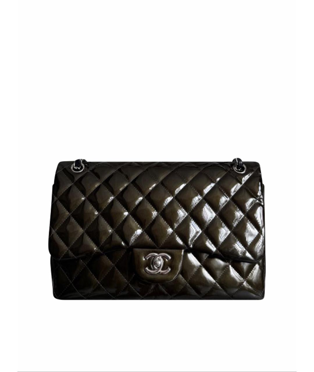 CHANEL Зеленая сумка с короткими ручками из лакированной кожи, фото 1