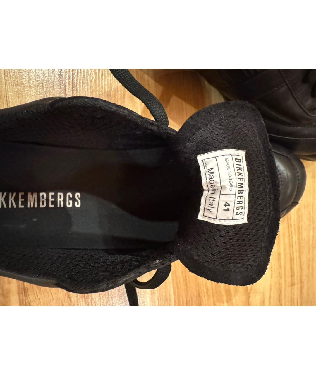 BIKKEMBERGS Черные кожаные низкие кроссовки / кеды, фото 6