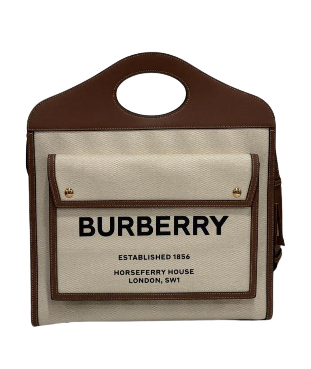 BURBERRY Бежевая сумка тоут из канвы, фото 1
