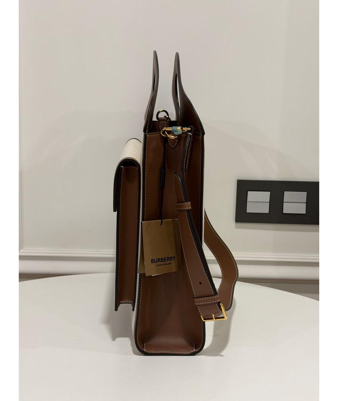 BURBERRY Бежевая сумка тоут из канвы, фото 5