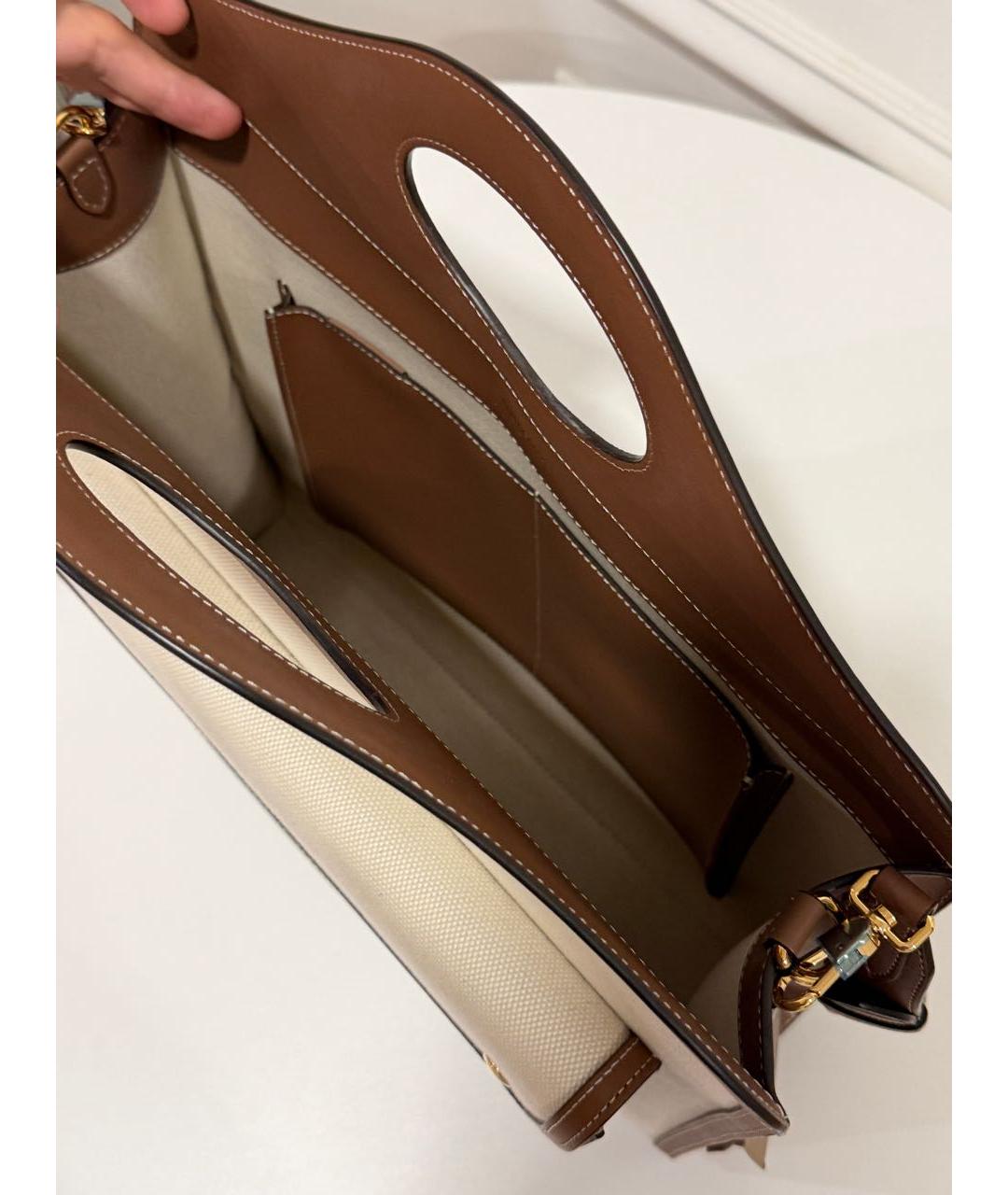 BURBERRY Бежевая сумка тоут из канвы, фото 4
