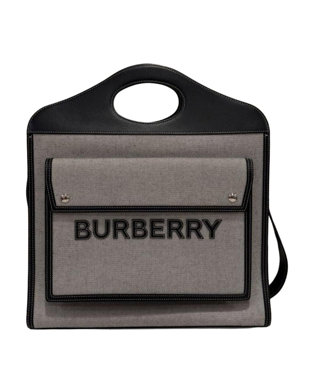 BURBERRY Серая сумка тоут из канвы, фото 1