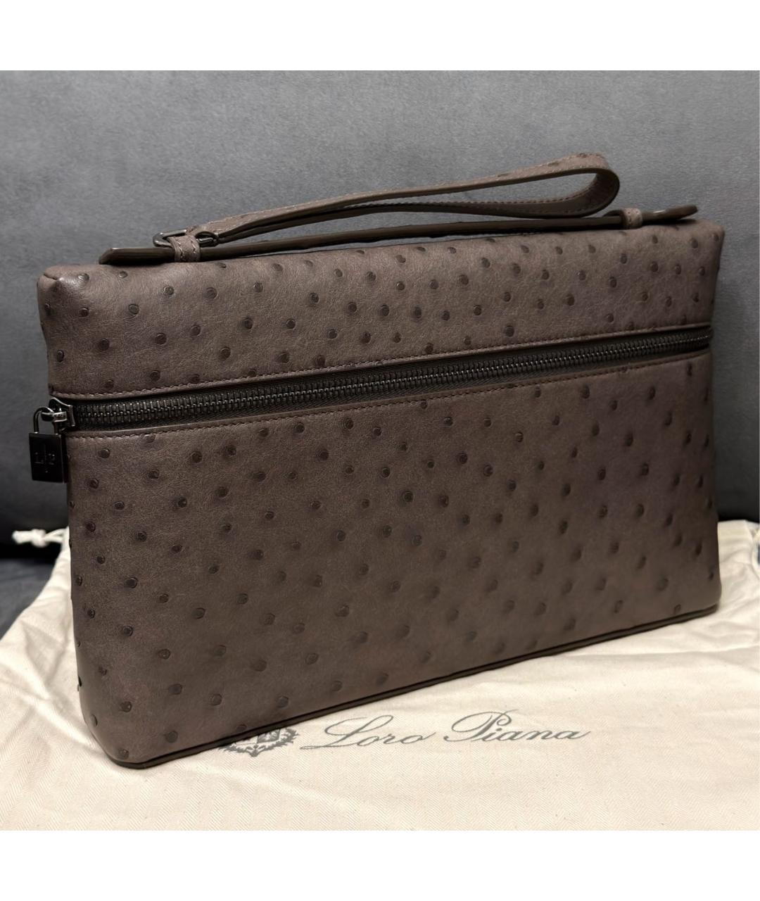 LORO PIANA Барсетка из кожи страуса, фото 2