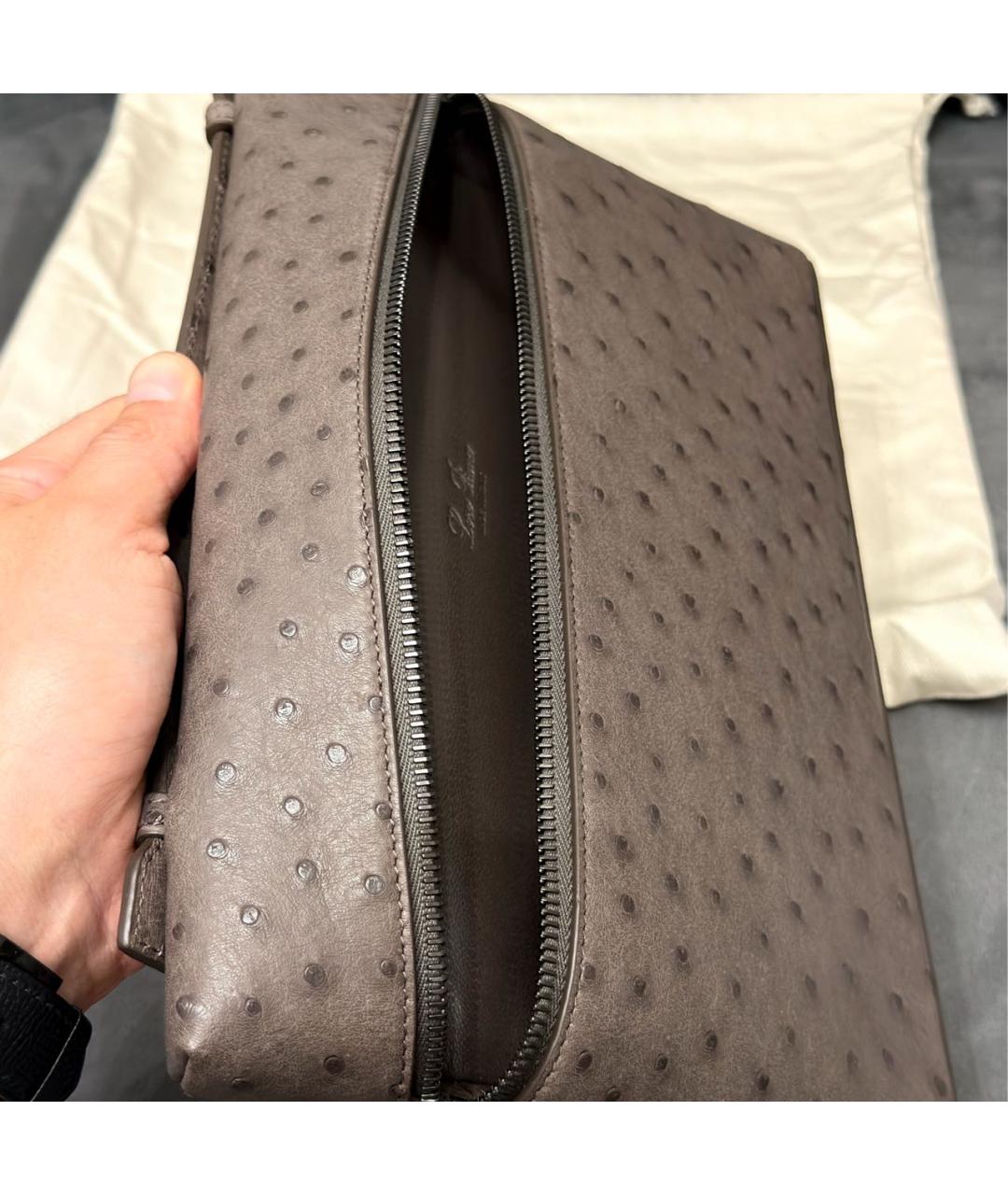 LORO PIANA Барсетка из кожи страуса, фото 5