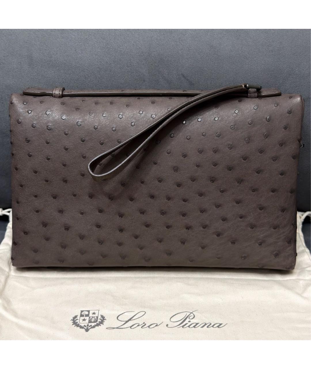 LORO PIANA Барсетка из кожи страуса, фото 3
