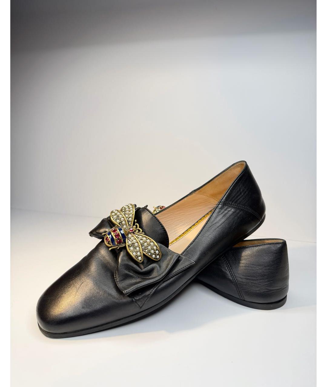GUCCI Черные кожаные балетки, фото 6