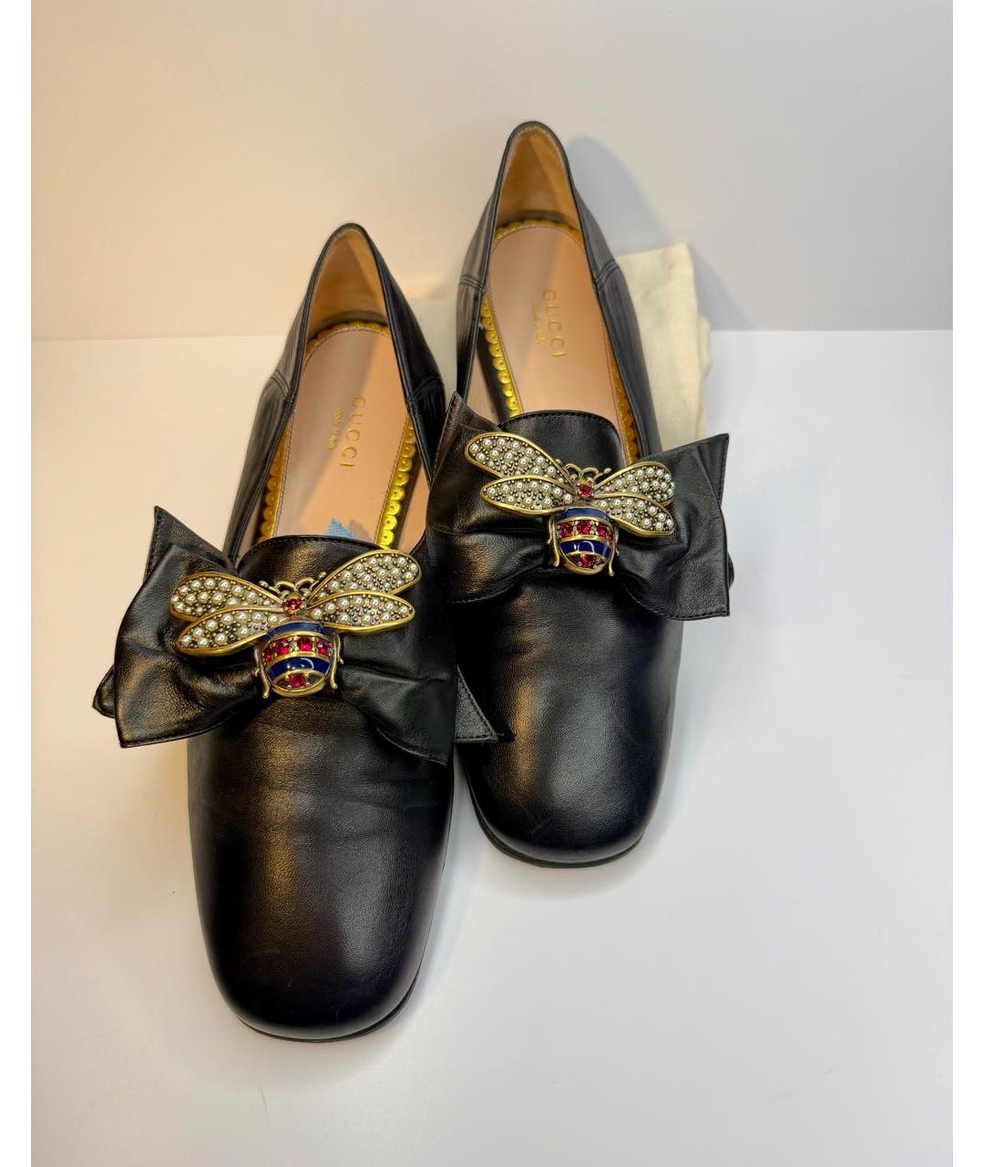 GUCCI Черные кожаные балетки, фото 2