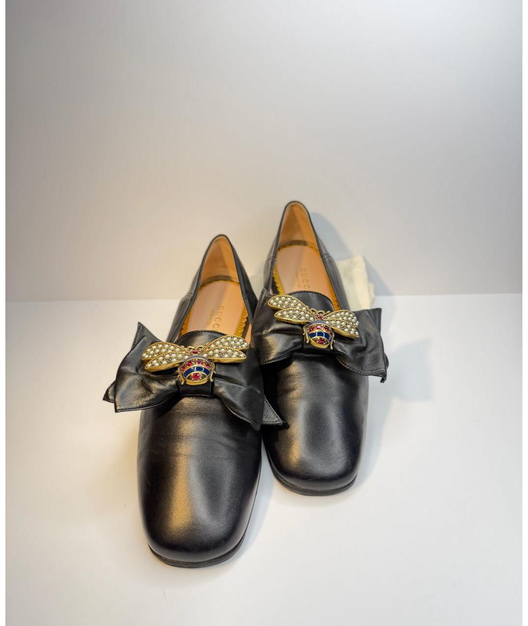 GUCCI Черные кожаные балетки, фото 3