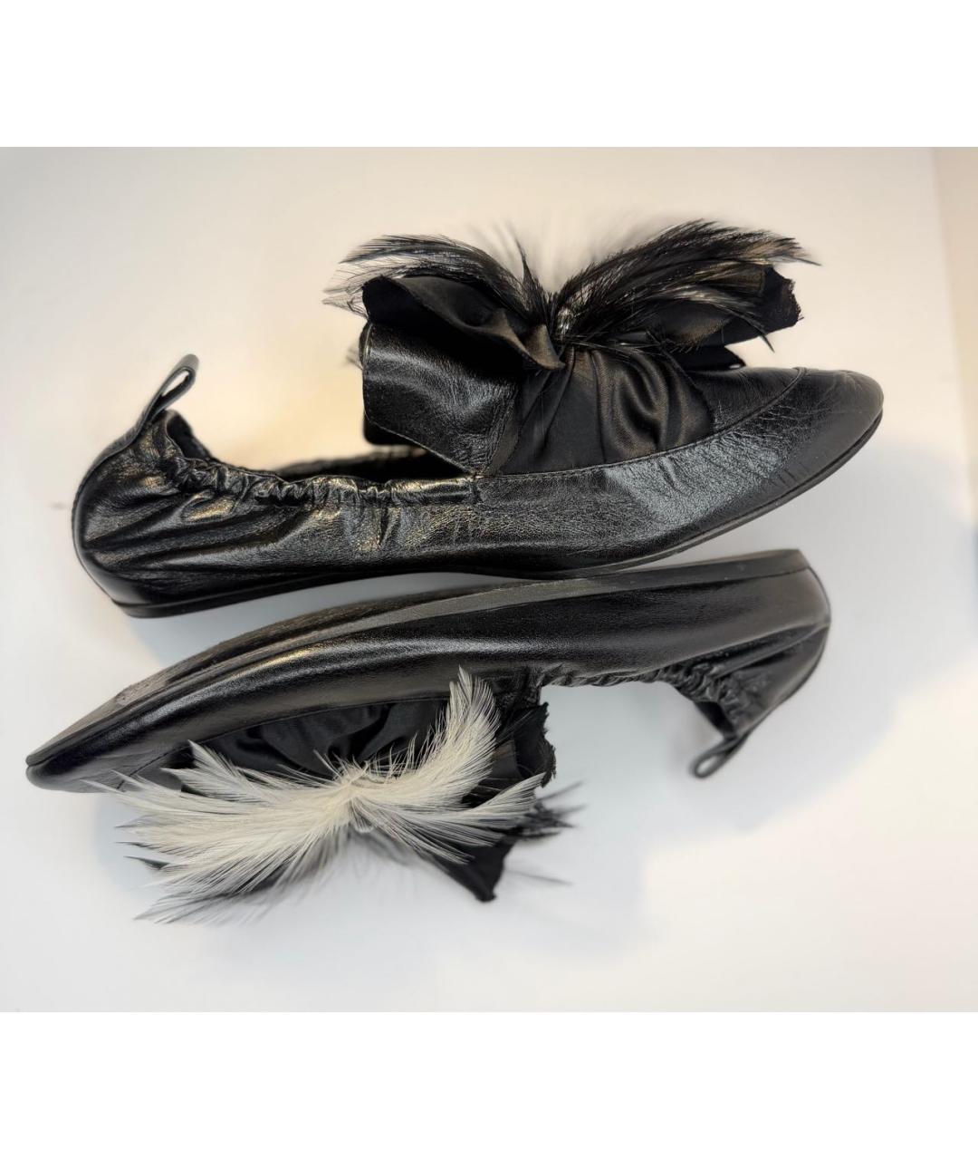 LANVIN Черные кожаные балетки, фото 6