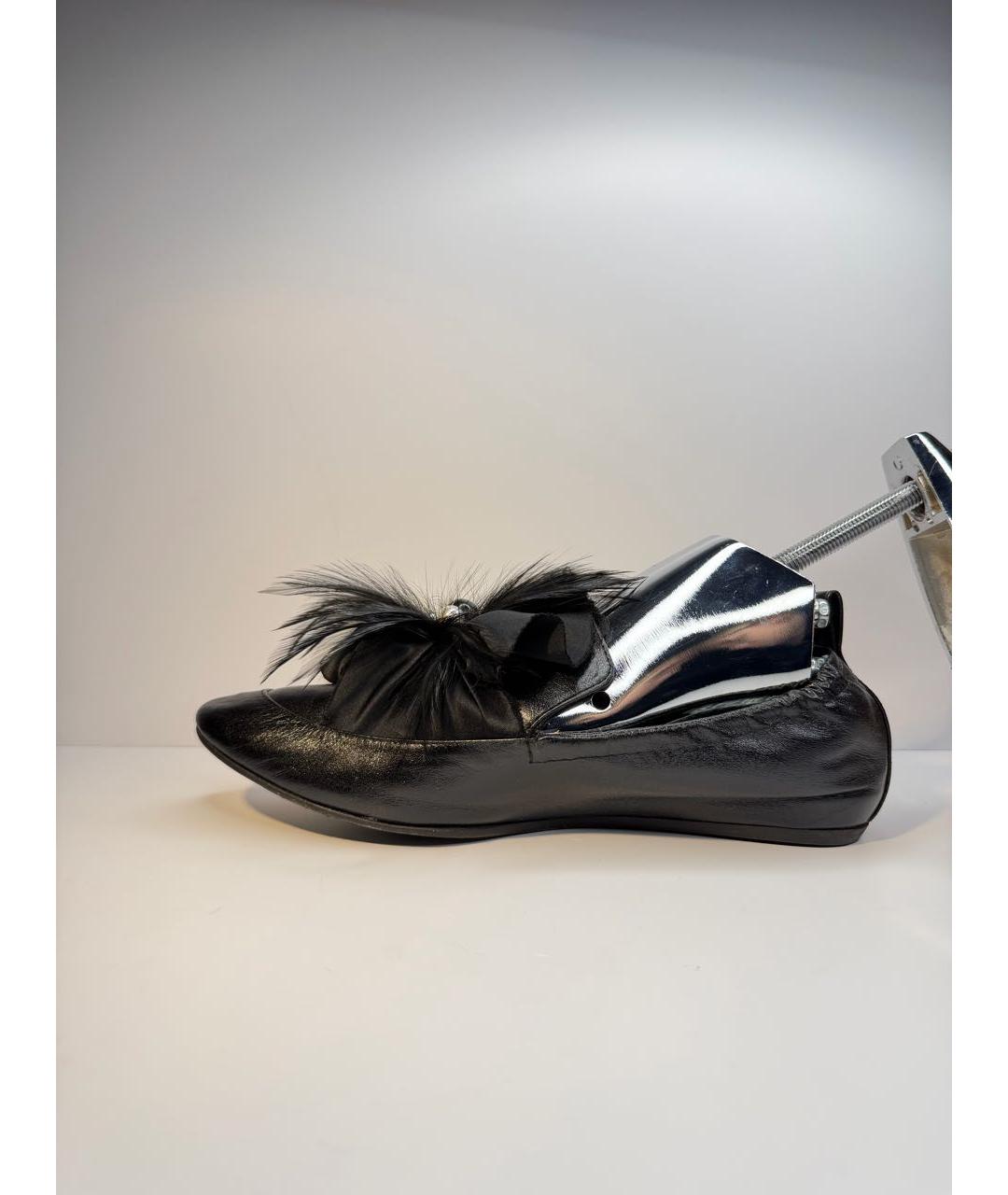 LANVIN Черные кожаные балетки, фото 5