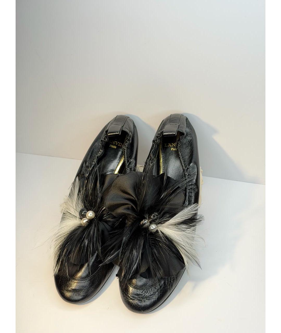 LANVIN Черные кожаные балетки, фото 2