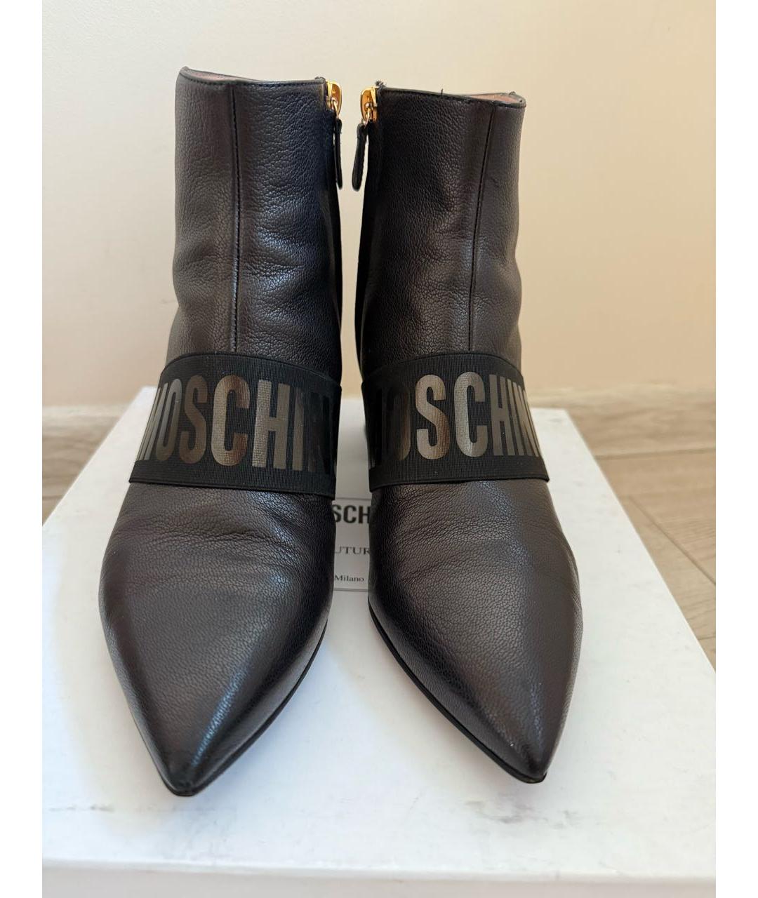 MOSCHINO Черные кожаные ботильоны, фото 2