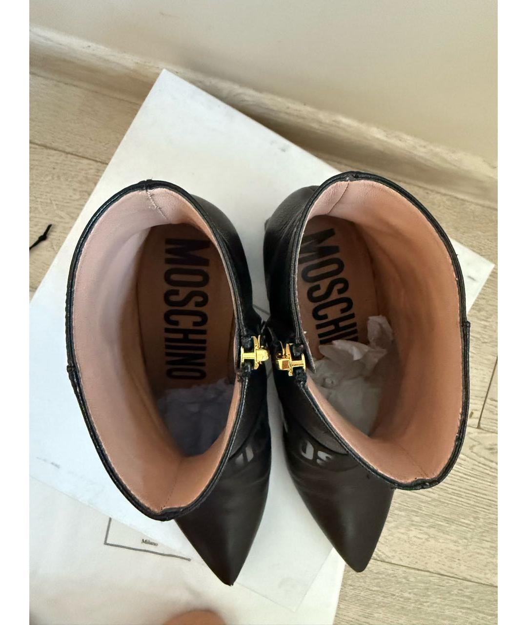 MOSCHINO Черные кожаные ботильоны, фото 3