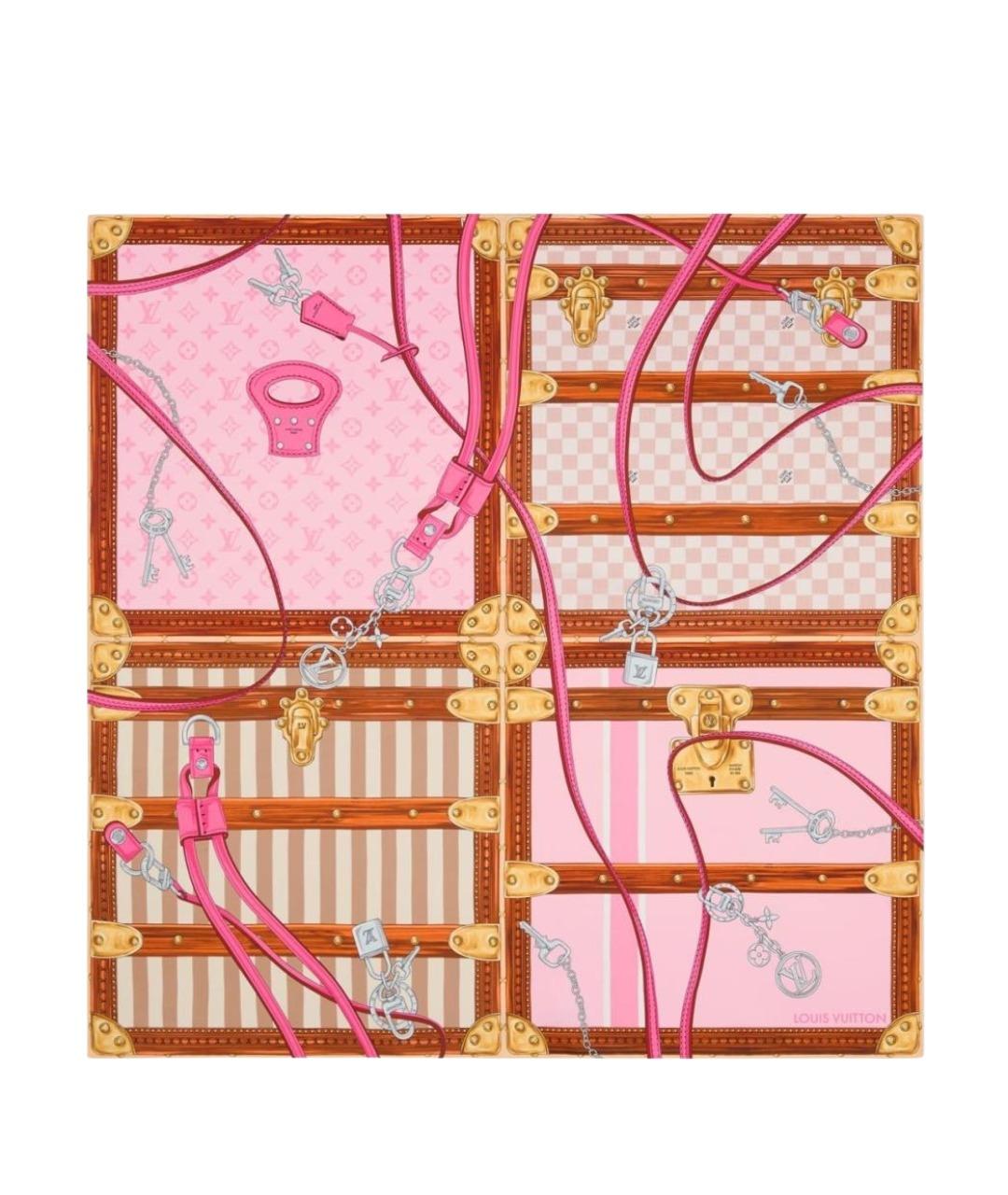 LOUIS VUITTON Розовый шелковый платок, фото 1