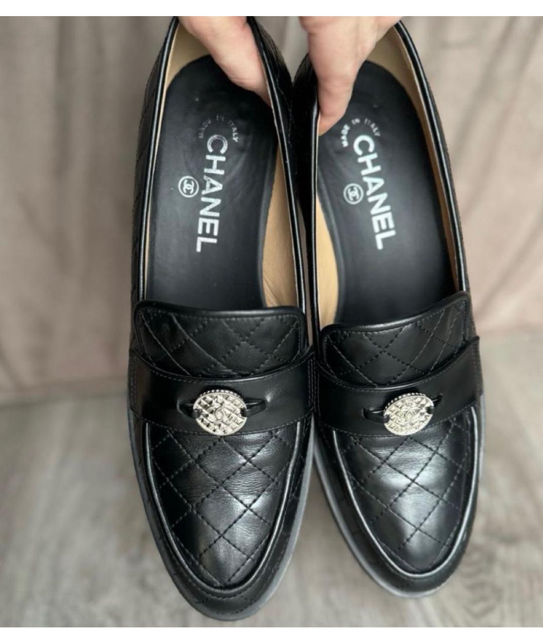 CHANEL Черные кожаные лоферы, фото 2