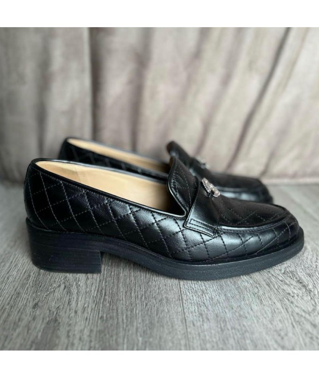 CHANEL Черные кожаные лоферы, фото 9