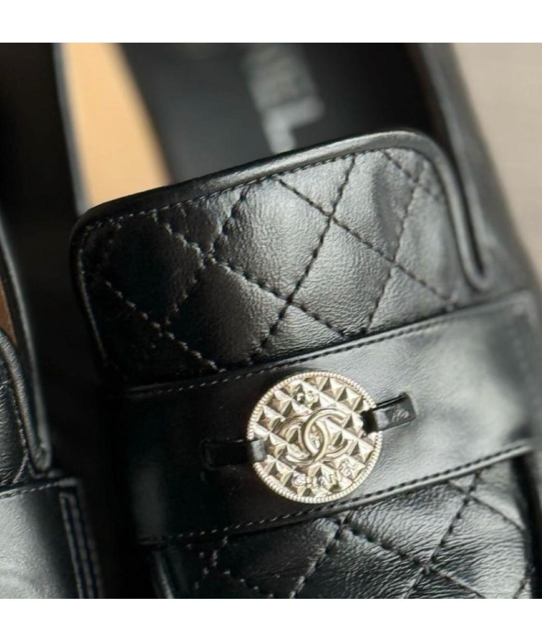 CHANEL Черные кожаные лоферы, фото 5