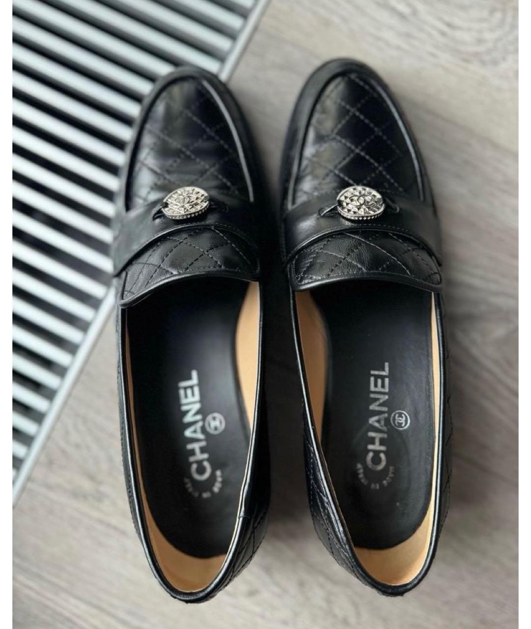 CHANEL Черные кожаные лоферы, фото 6