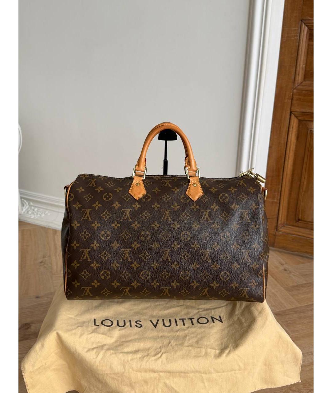 LOUIS VUITTON Коричневая дорожная/спортивная сумка из канвы, фото 4