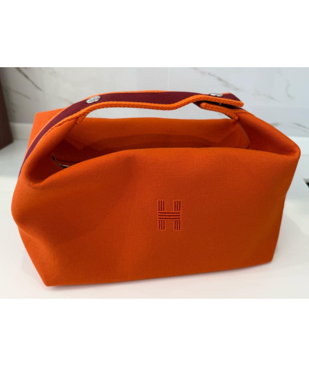 HERMES Оранжевая косметичка, фото 4