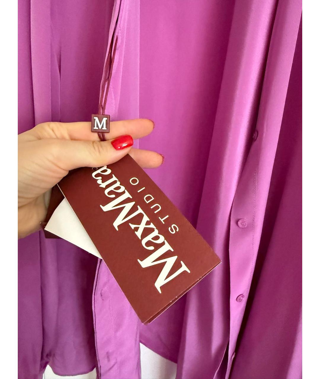 MAX MARA STUDIO Фуксия шелковая блузы, фото 2