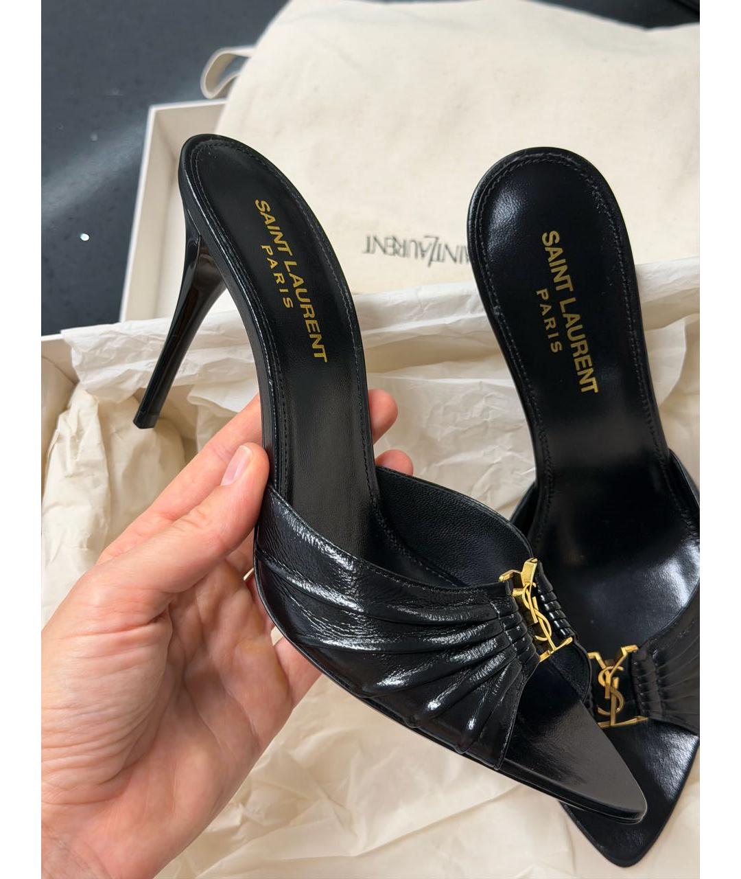 SAINT LAURENT Черные мюли, фото 5