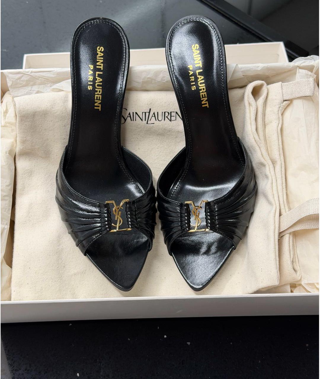 SAINT LAURENT Черные мюли, фото 2