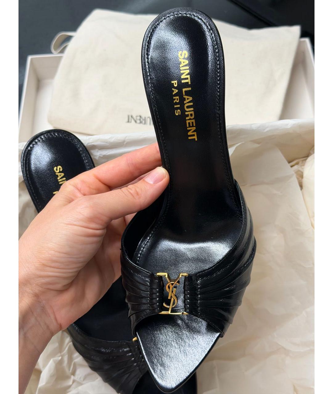 SAINT LAURENT Черные мюли, фото 6