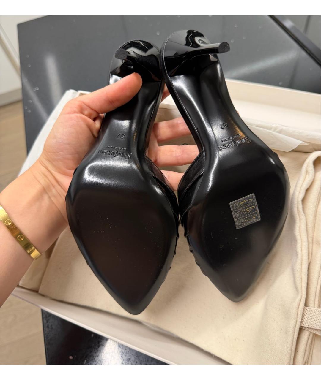 SAINT LAURENT Черные мюли, фото 3