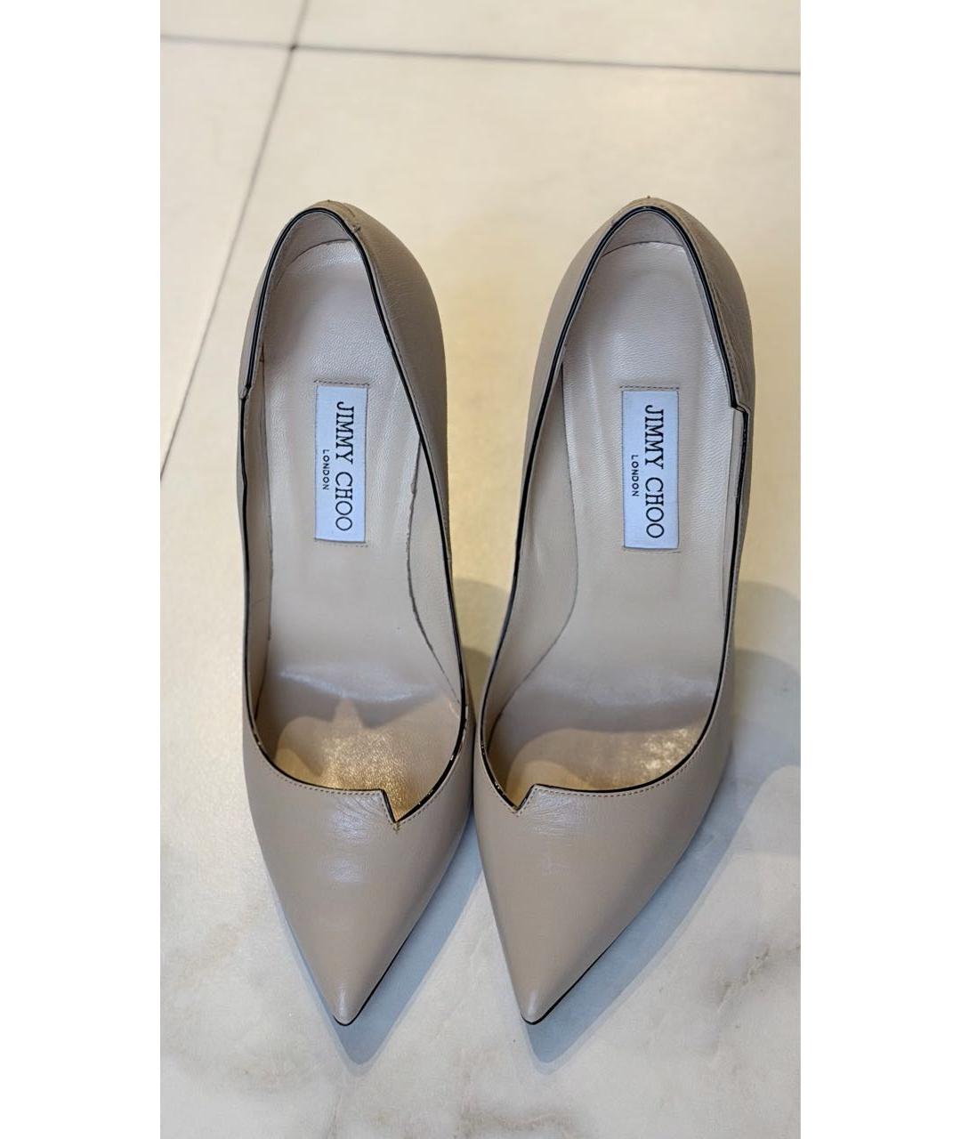 JIMMY CHOO Бежевые кожаные туфли, фото 2
