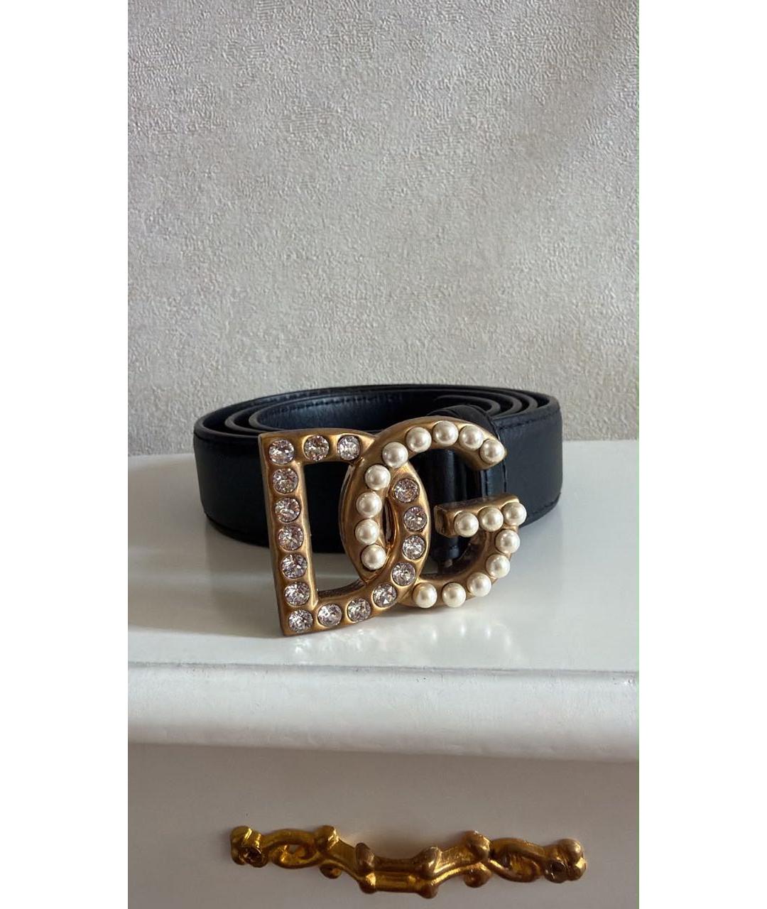 DOLCE&GABBANA Черный кожаный ремень, фото 4