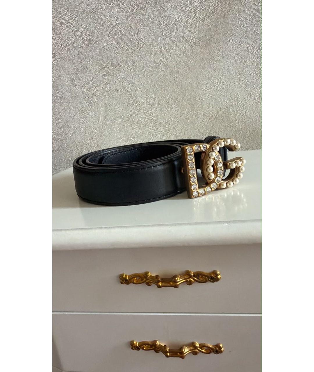 DOLCE&GABBANA Черный кожаный ремень, фото 3
