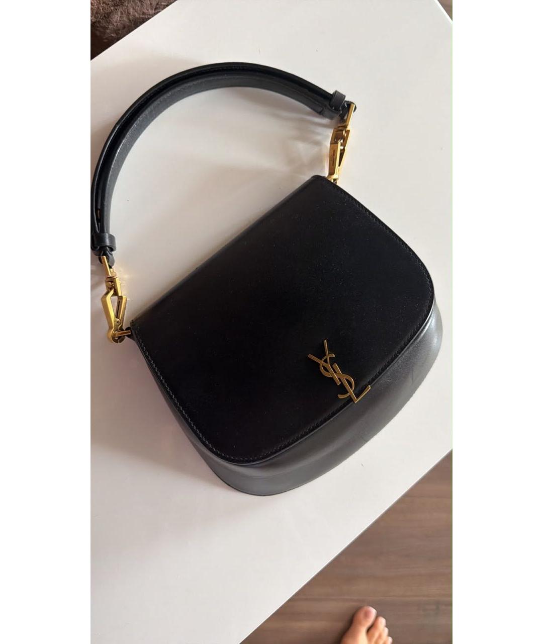 SAINT LAURENT Черная кожаная сумка с короткими ручками, фото 3