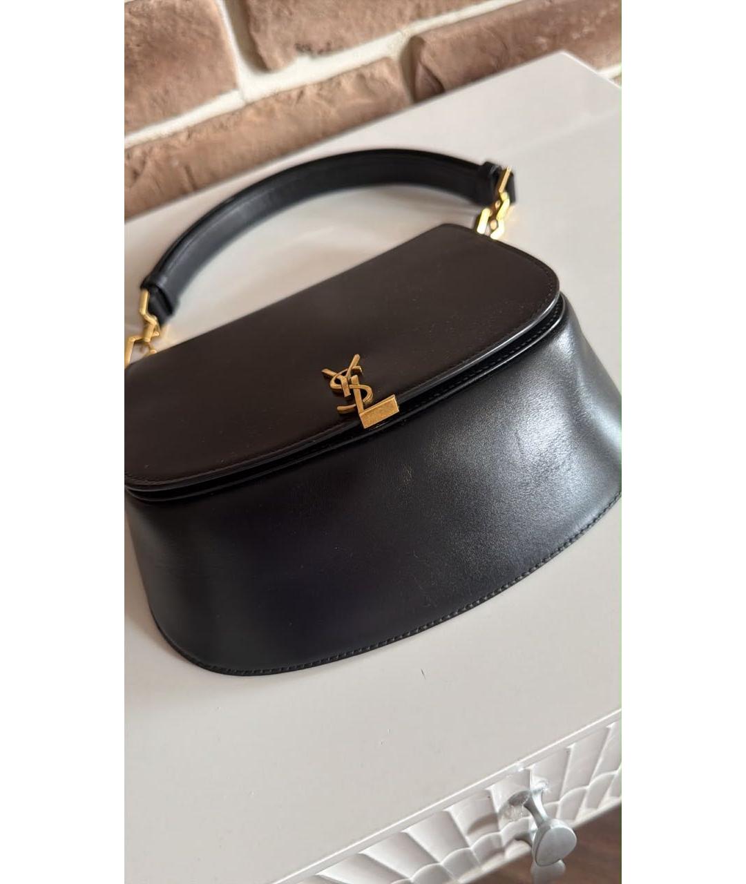 SAINT LAURENT Черная кожаная сумка с короткими ручками, фото 4