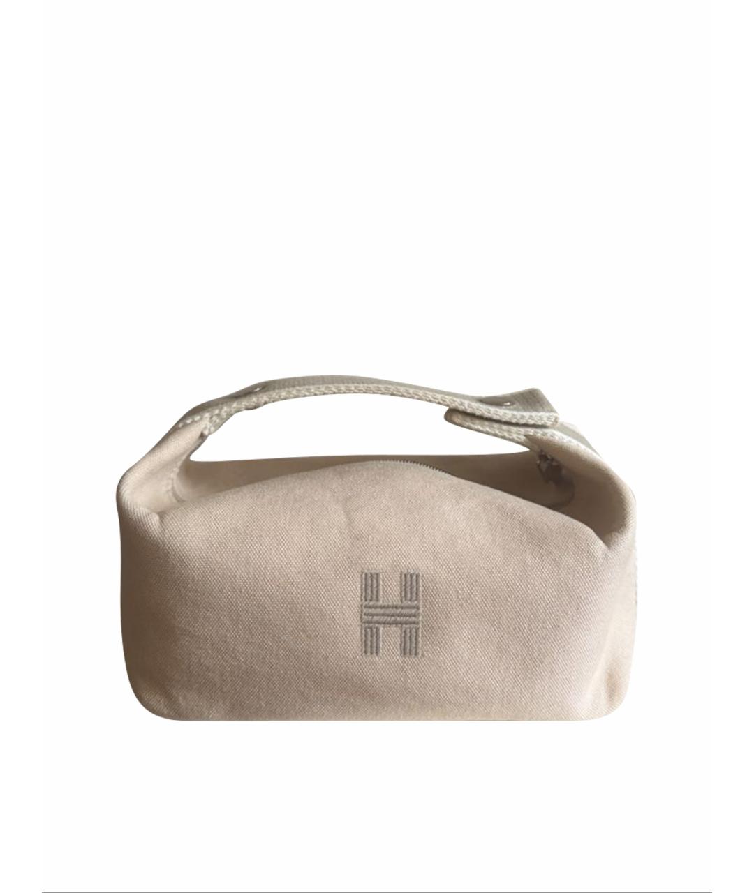 HERMES Бежевая тканевая косметичка, фото 1