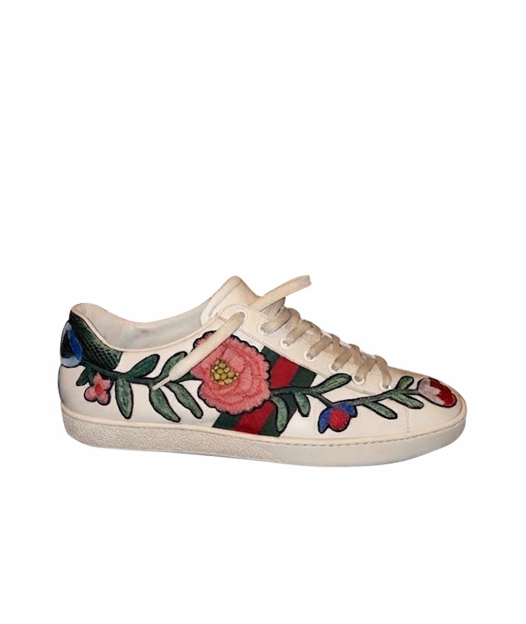 GUCCI Белые кожаные низкие кроссовки / кеды, фото 1