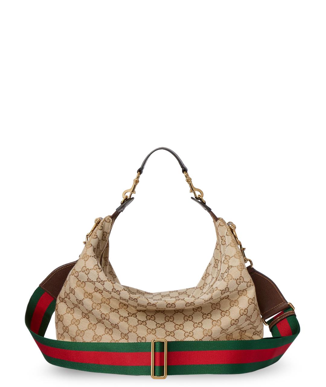 GUCCI Бежевая сумка на плечо из канвы, фото 2