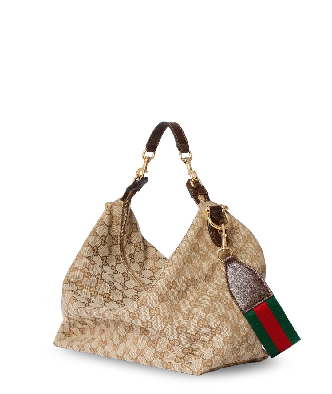 GUCCI Бежевая сумка на плечо из канвы, фото 3