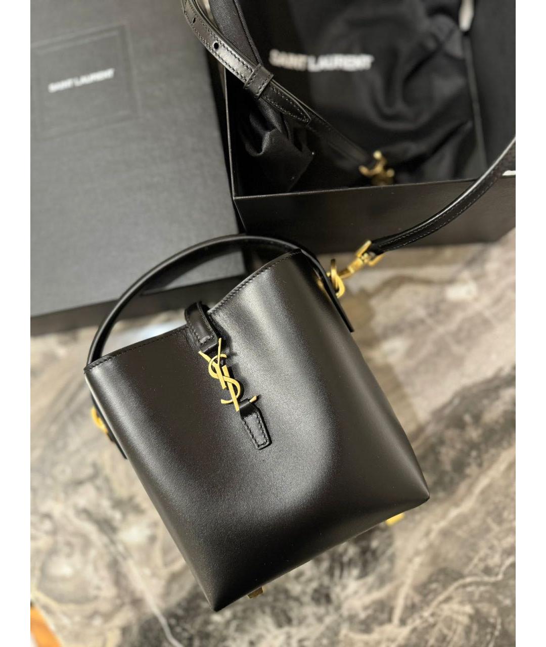 SAINT LAURENT Черная кожаная сумка через плечо, фото 2