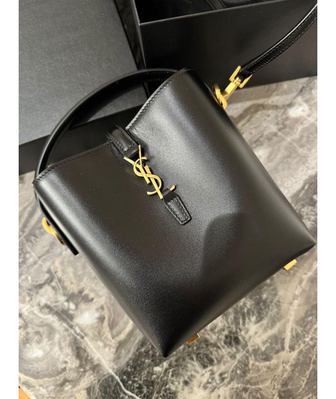 SAINT LAURENT Черная кожаная сумка через плечо, фото 4