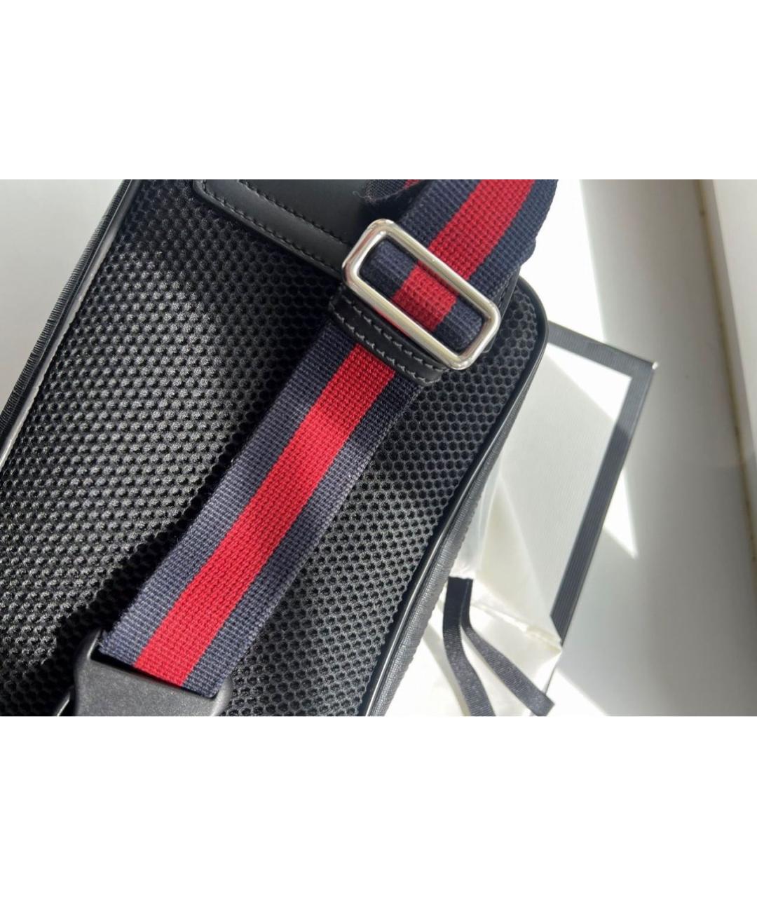 GUCCI Антрацитовая кожаная поясная сумка, фото 4