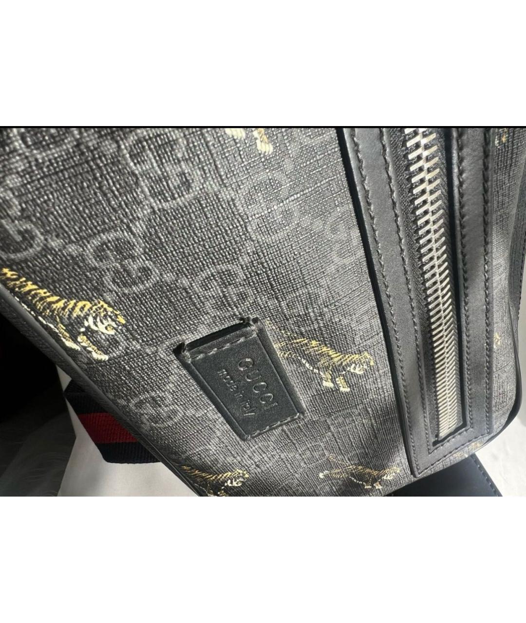 GUCCI Антрацитовая кожаная поясная сумка, фото 5